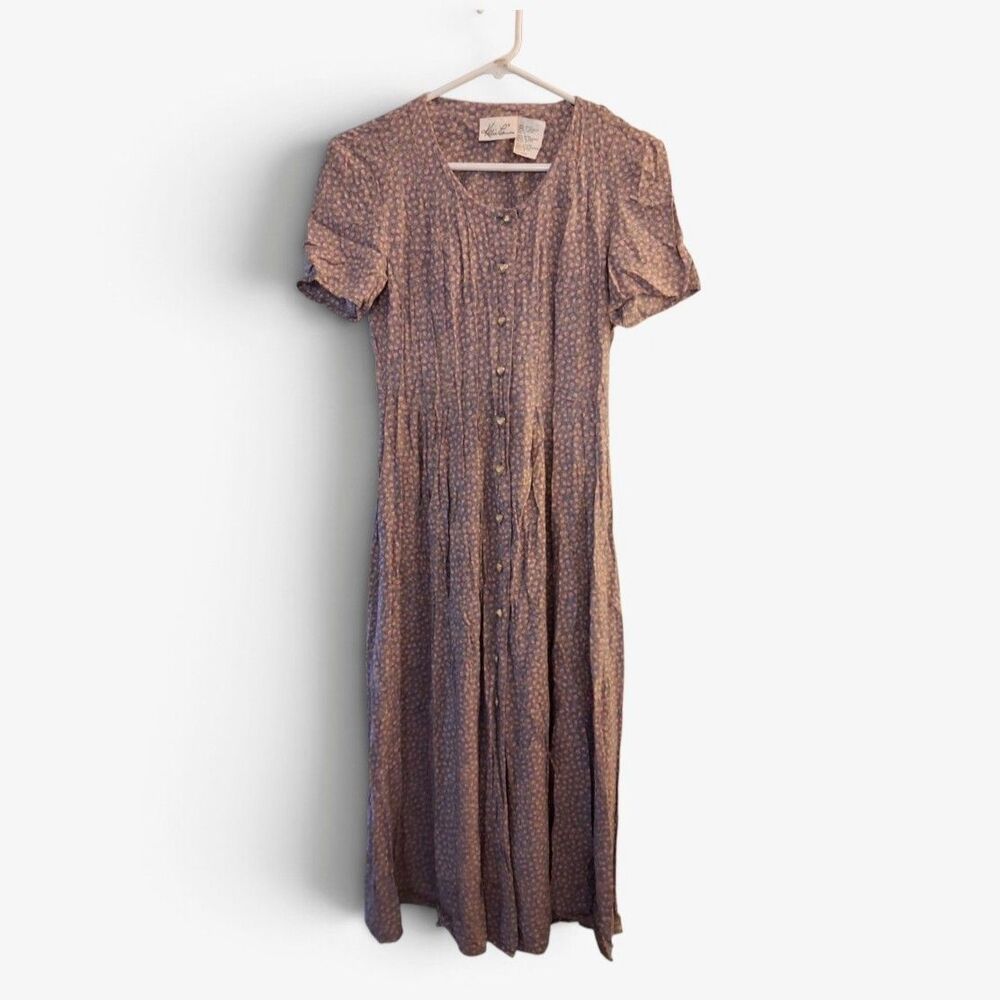 Cottagecore Romantic Floral Vintage Kathie Lee Rayon Button Front Dress Size 6